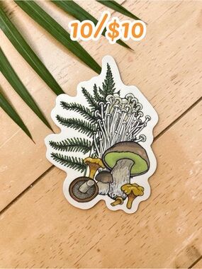 Wild Mushroom Cluster Sticker Botanical Mushroom Vinyl | Woodland Nature Forager